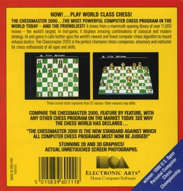 Chessmaster 2000, The box cover back